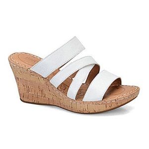 Born Zemora White Cork Wedge Sandals, Size 9 NIB